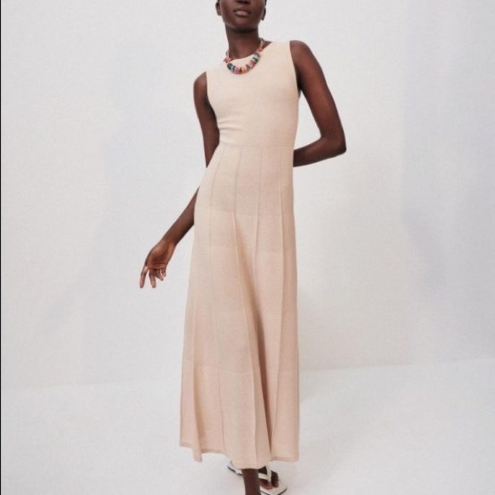 Zara Long Knit Dress in Vanilla, NWT